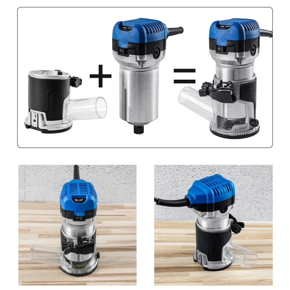 Elektrische Trimmer-Unterlage, Einsteck-Tilt-Basis 65mm, Staubabsaugungsabdeckung für Fräsen, Verstellbare Holzbearbeitungs-Schlitzbasis, Schnitzzubehör – Detail 5