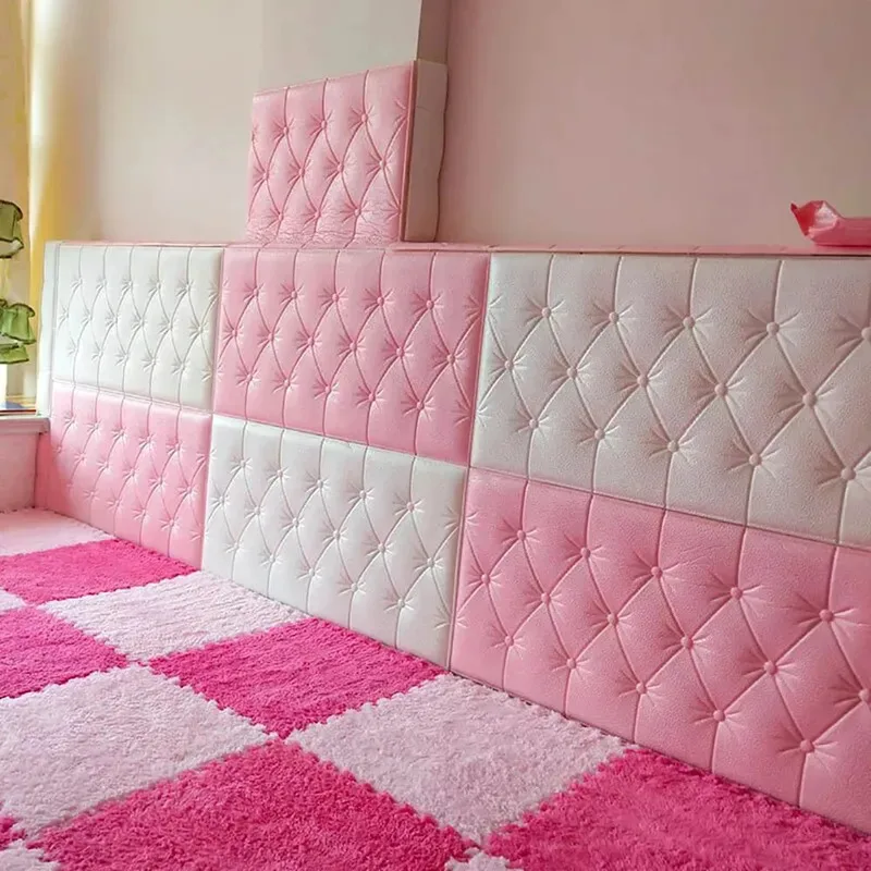 Wall stickers 3D DIY Self-adhesive Thicken Tatami Anti-collision Wall Mat Pad Kids Bedroom Living Room Waterproof