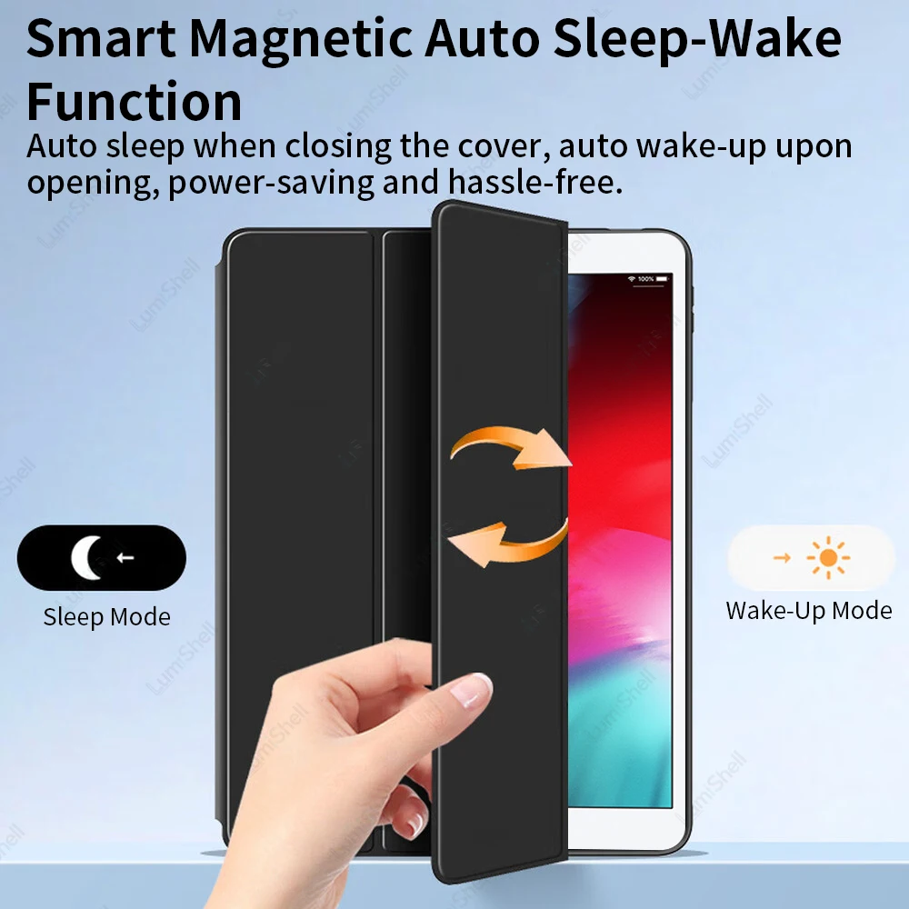 Tri-Fold Flip Case with Auto Wake/Sleep & Soft Silicone Shell Protective Cover