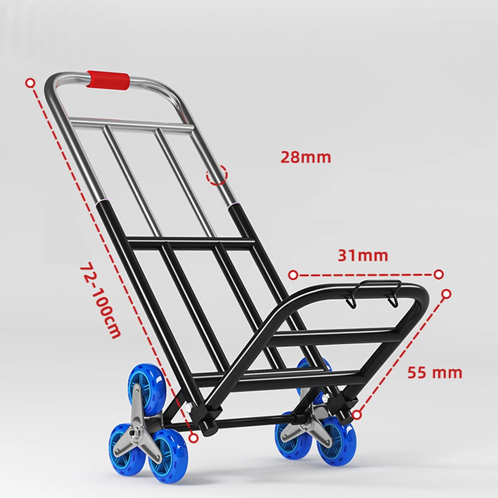 275lbs 330lbs Stair Climbing Cart Folding Trolley Heavy Duty Portable Folding Hand Truck Dolly Cart with Adjustable Handle