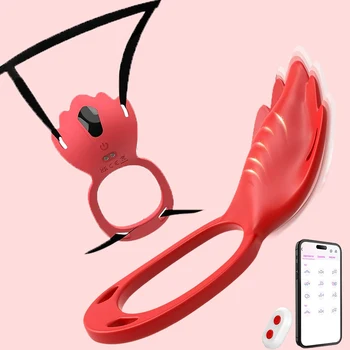 Anello vibrante per pene con vibratore per mutandine indossabile con telecomando APP, 9 modalità di vibrazione Giocattoli sessuali femminili Giocattoli adulti erotici per adulti