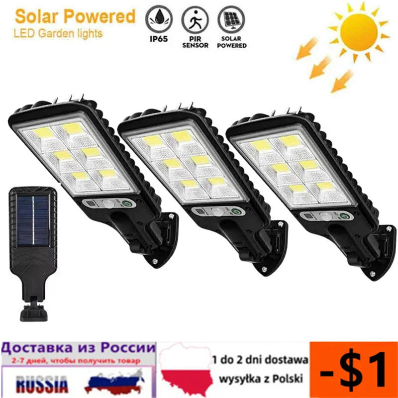 Outdoor Solar Street Light Waterproof Solar Lamp With 3 Light Mode Infrared Sensor Motion Sensor Security Lighting For Garden