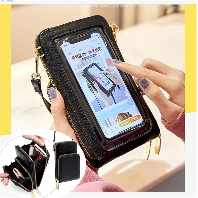 Ladies Touch Screen Cell Phone Purse Smartphone Wallet PU Leather Shoulder  Strap Handbag Women Bag Fashion mobile wallet - AliExpress