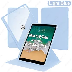 Premium 360 Rotating Shockproof Acrylic iPad Cover with Stand (Light Blue)