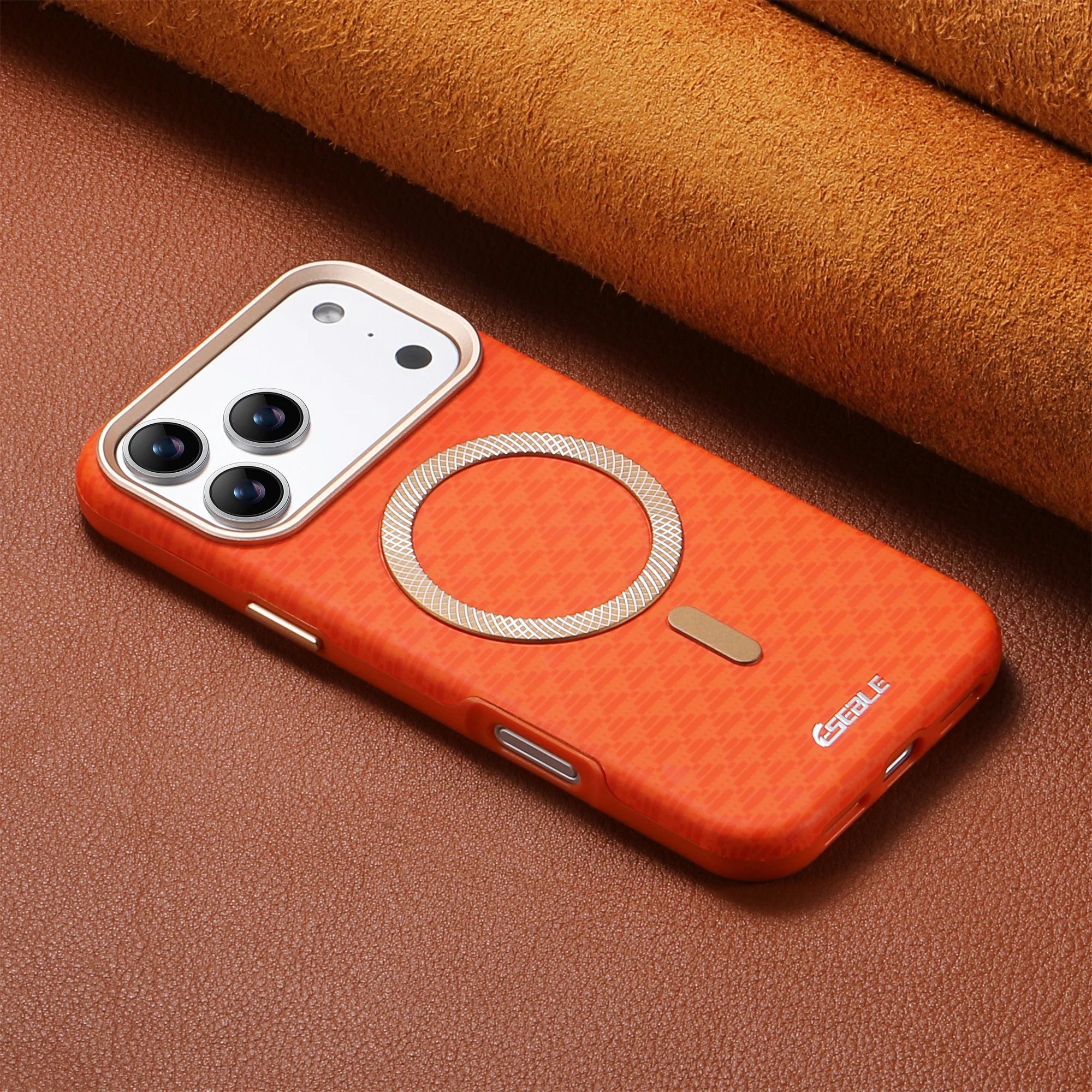 Luxury Magnetic Leather Phone Case with Magsafe - Wireless Charging & Shockproof Alloy Lens Cover