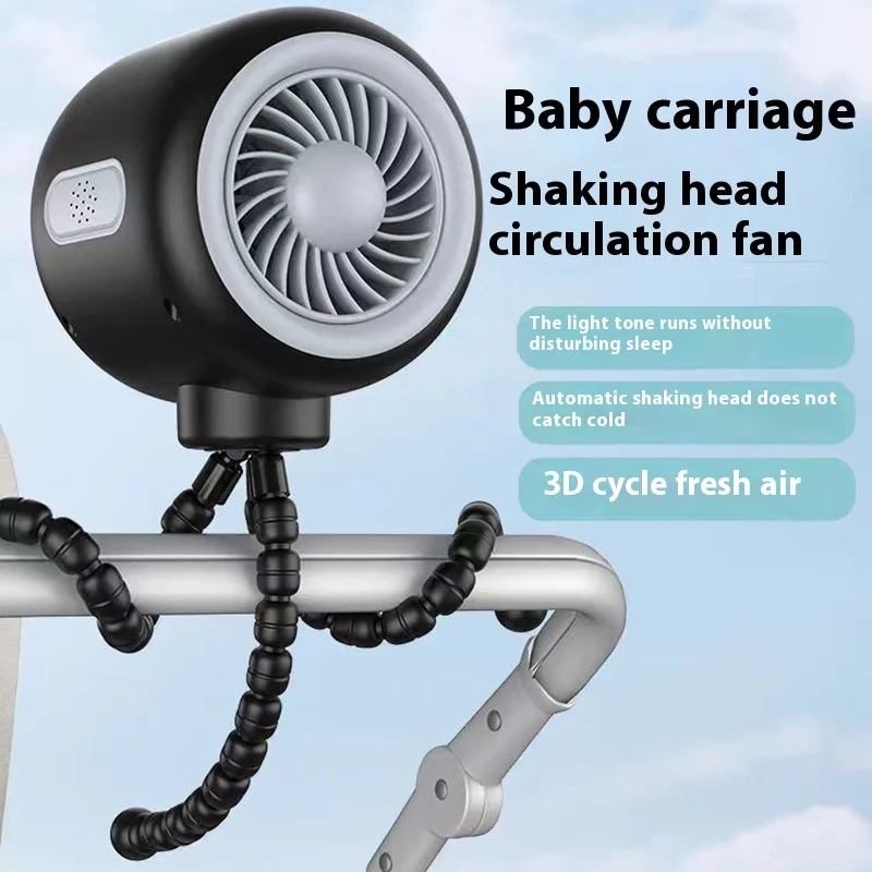 

Baby Stroller Fan Hand Held Rechargeable USB Small Shakeable Folding Fans Mini Ventilator Silent Table Outdoor Cooler Neck Fan