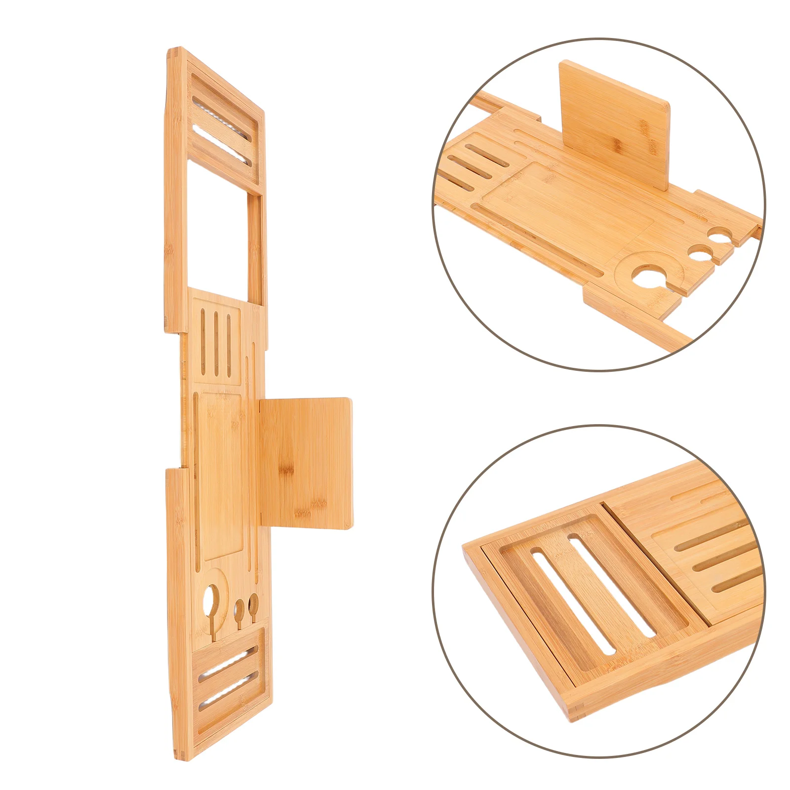 Bamboo Bath Trays Expandable Bathtub Storage Rack Adjustable Bathroom Tub Tray Holder for Soap Shampoo Body Wash Accessories