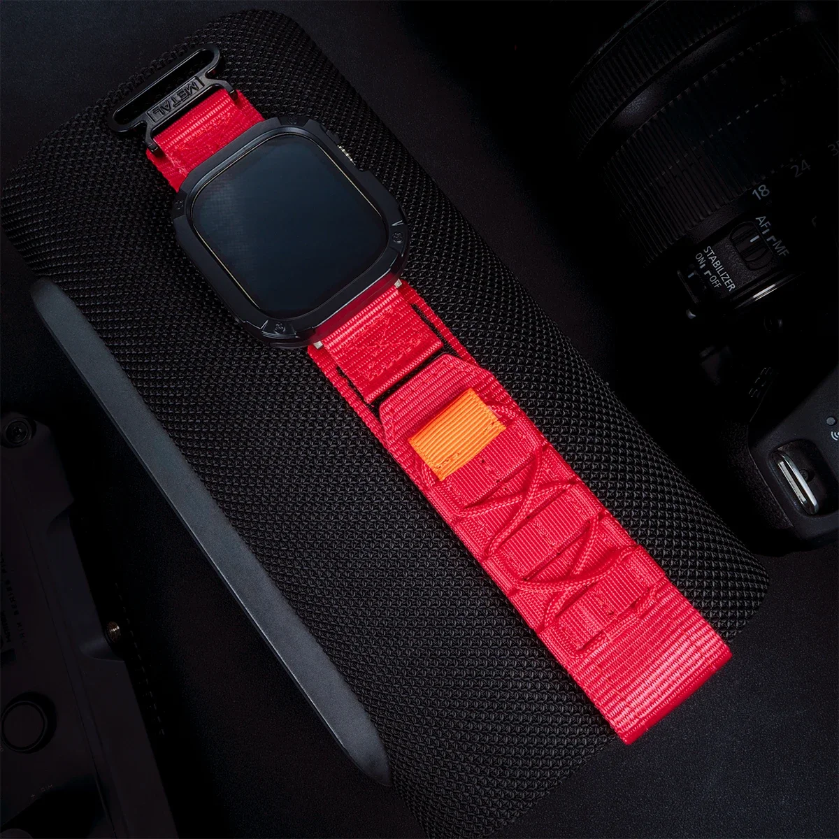 Durable Nylon Wrist Strap with TPU Protective Case for Apple Watch - Tactical Sports Band Bracelet