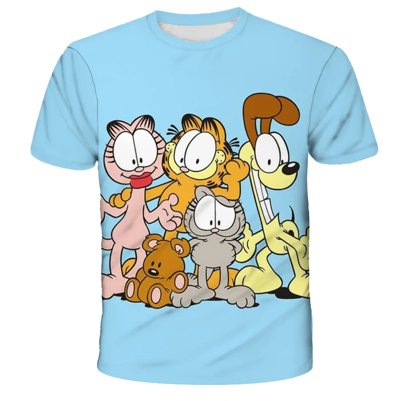 New Children Clothing Cartoon-Garfield T-Shirt 2022 Summer Breathable Camiseta Baby Kids Cool 3D Short Sleeved Fashion cute Tops christian t shirts