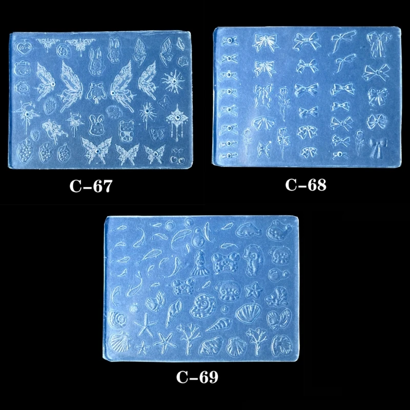 

652F Nail Art Silicone Mold Beautiful 3D Nail Casting Molds Embossed Nail Stencils Sculpture Mould Decorations for Manicurist