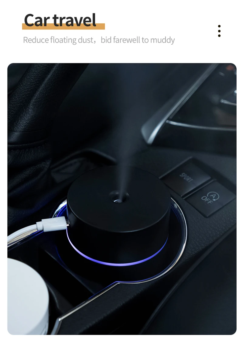 Air Humidifier Portable Mini Car 300ML Air Humidifier Soft Light For Kid Women Baby Bedroom Student Home Electronic