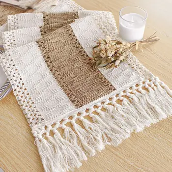 Boho Farmhouse Linen Table Runner 1