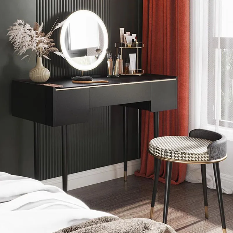 Slate Makeup Vanity Table Dressing Table With Mirror Storage Home Furniture
