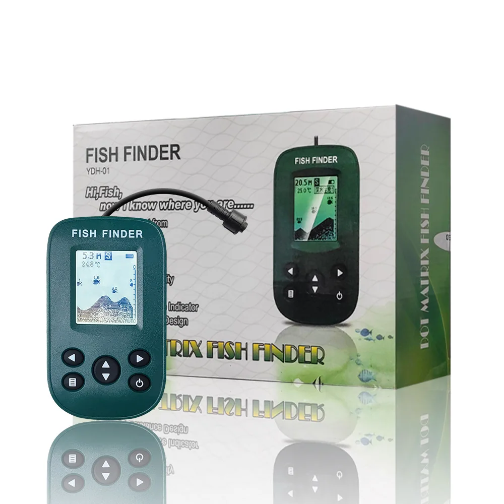 New smart portable Sonar Fish Finders Fishing lure Echo Sounder Fishing Finder Alarm Transducer Lake Sea Fishing(green)