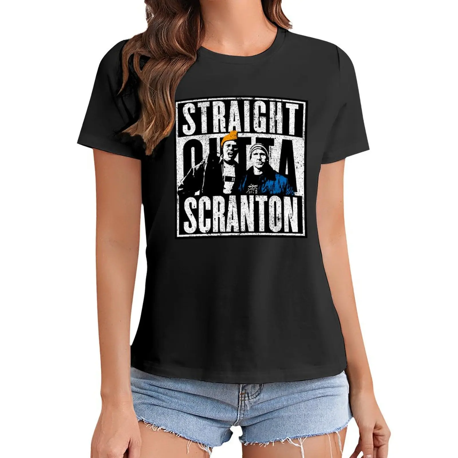 

Straight Outta Scranton (Variant) - Lazy Scranton T-Shirt cute tops hippie clothes black t shirts for Women