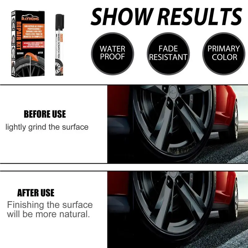 Black Wheel Scratch Repair Kit Alloy Wheel Hub Scratch Repair Pen Waterproof And Rust Resistant Alloy Kit wheel scratch repair kit