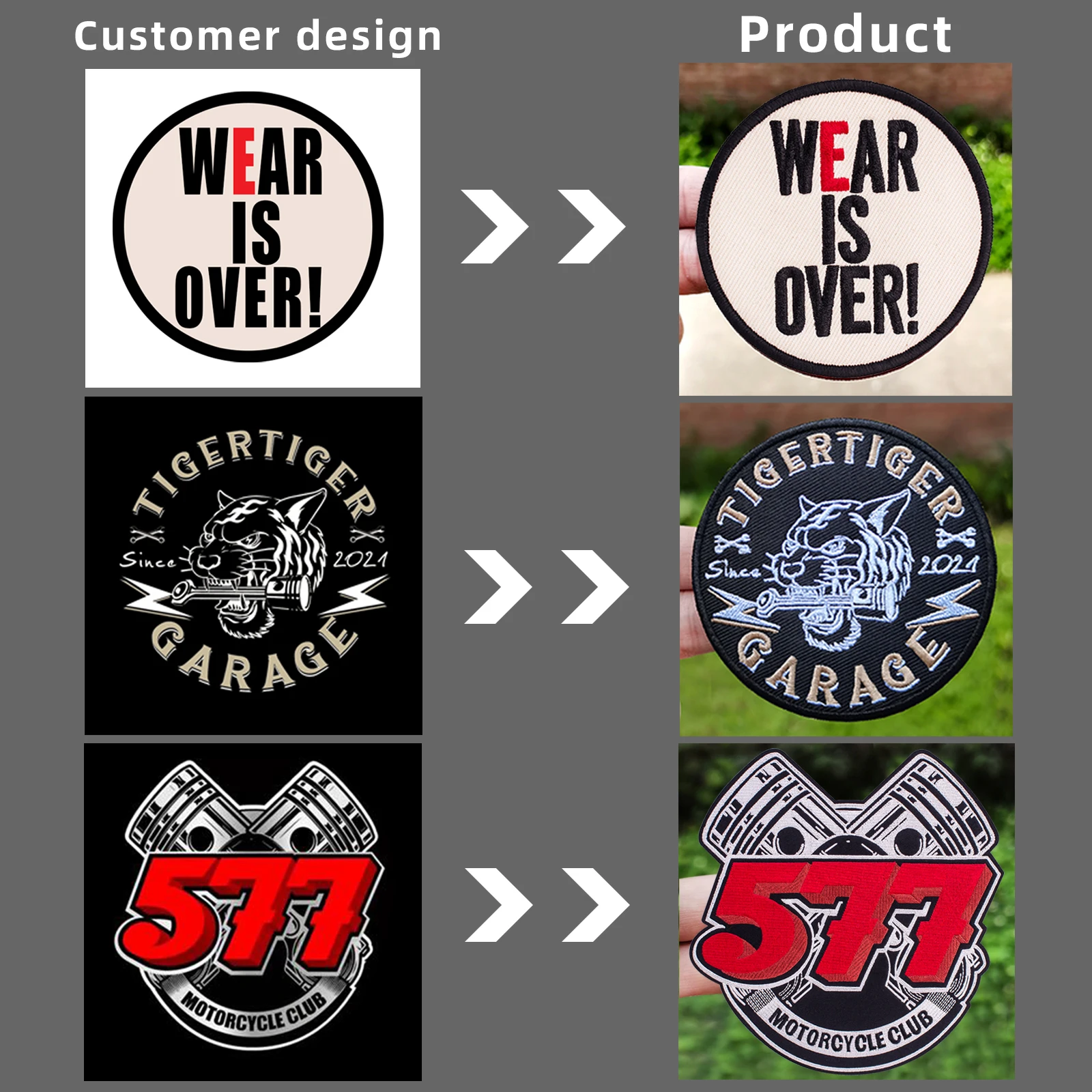 CUSTOM Embroidered Patch, Personalized Text Logo or Design