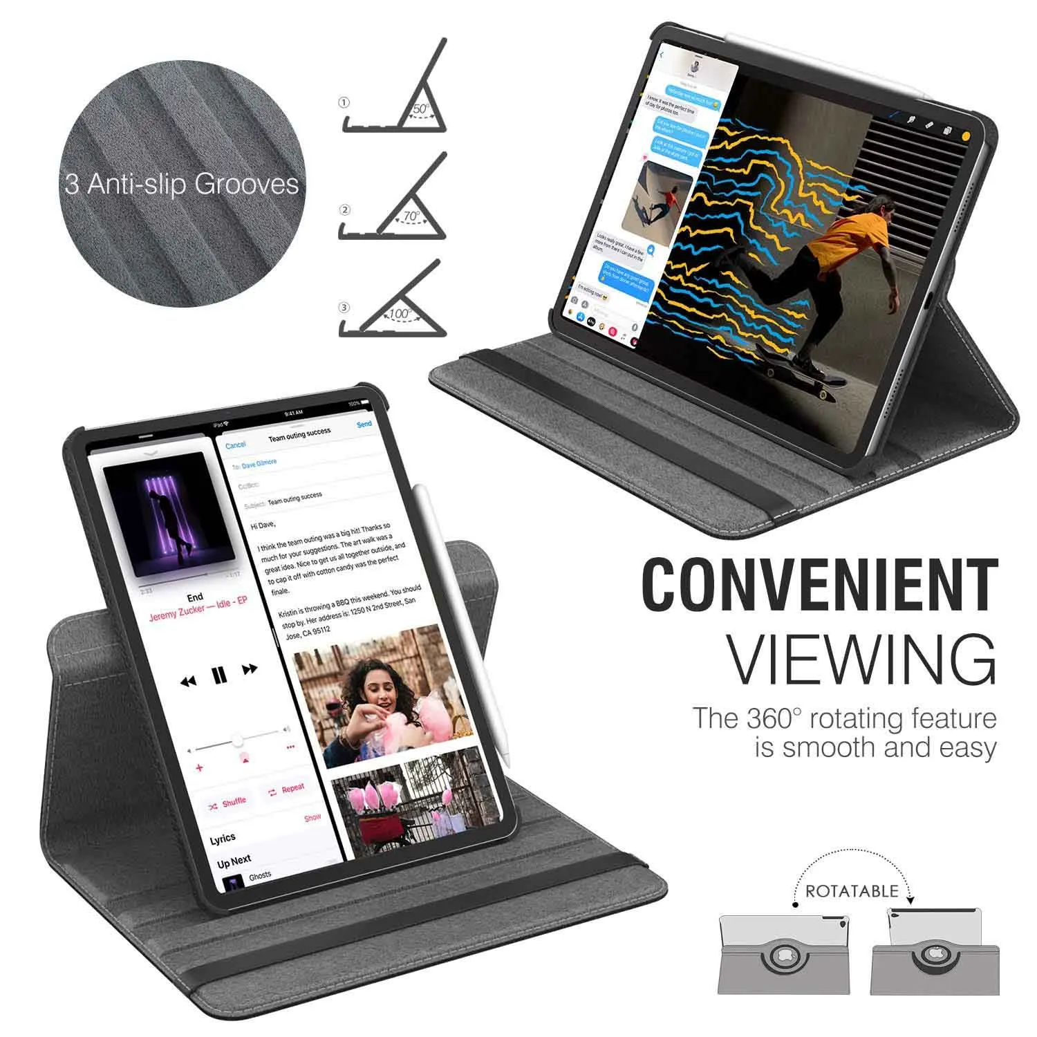 Premium 360° Rotating Leather Tablet Stand Case
