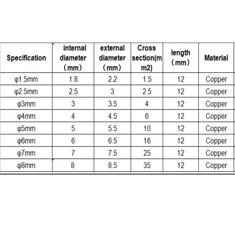 100PC 1/1.5/2.5/4/5/6/10/16/25/35mm2 Copper Connecting Pipe Wire Joint GT Small Copper Tube Wire Connector Cold Pressed Terminal wire connectors terminal connector soldering terminal