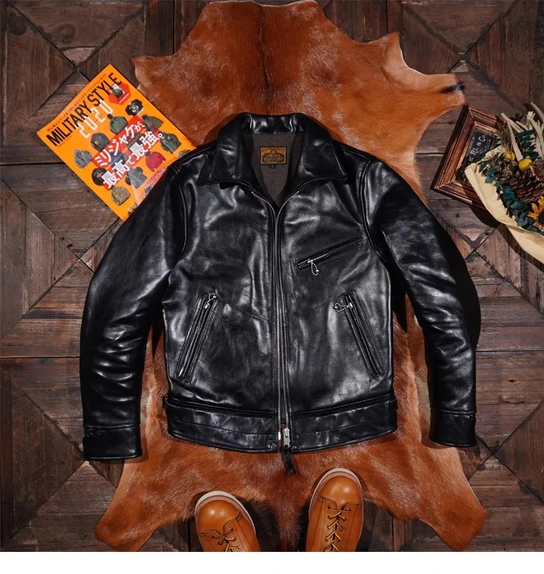 YR!veluokldly.Top Mulholland Classic Rider leather jacket.tea core