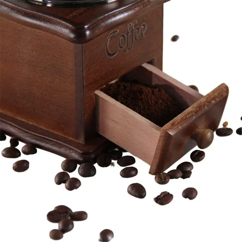 Comprar Molinillo de café manual con cajón Molino de café de madera  portátil vintage Herramienta de molienda de granos de café de viaje Amantes  del café Regalo perfecto