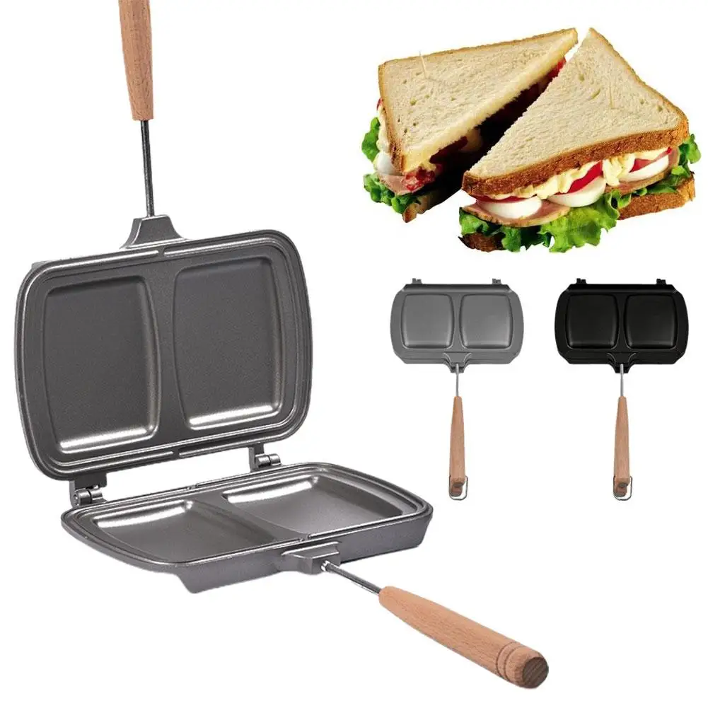 

1 Pcs Sandwich Grill Holder Double Head Detachable Out Outdoor Bottom Grill Pot Non Hot Double-sided Pan Stick Flat Mold Fr Y4A2