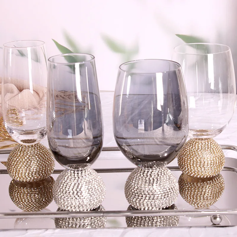 Fairy Style Diamond Fat Belly Cup Decoration, Wei Tuji Wine Glass, Diamond-Embedded Water Cup, Red Wine Glass, Cocktail Glass