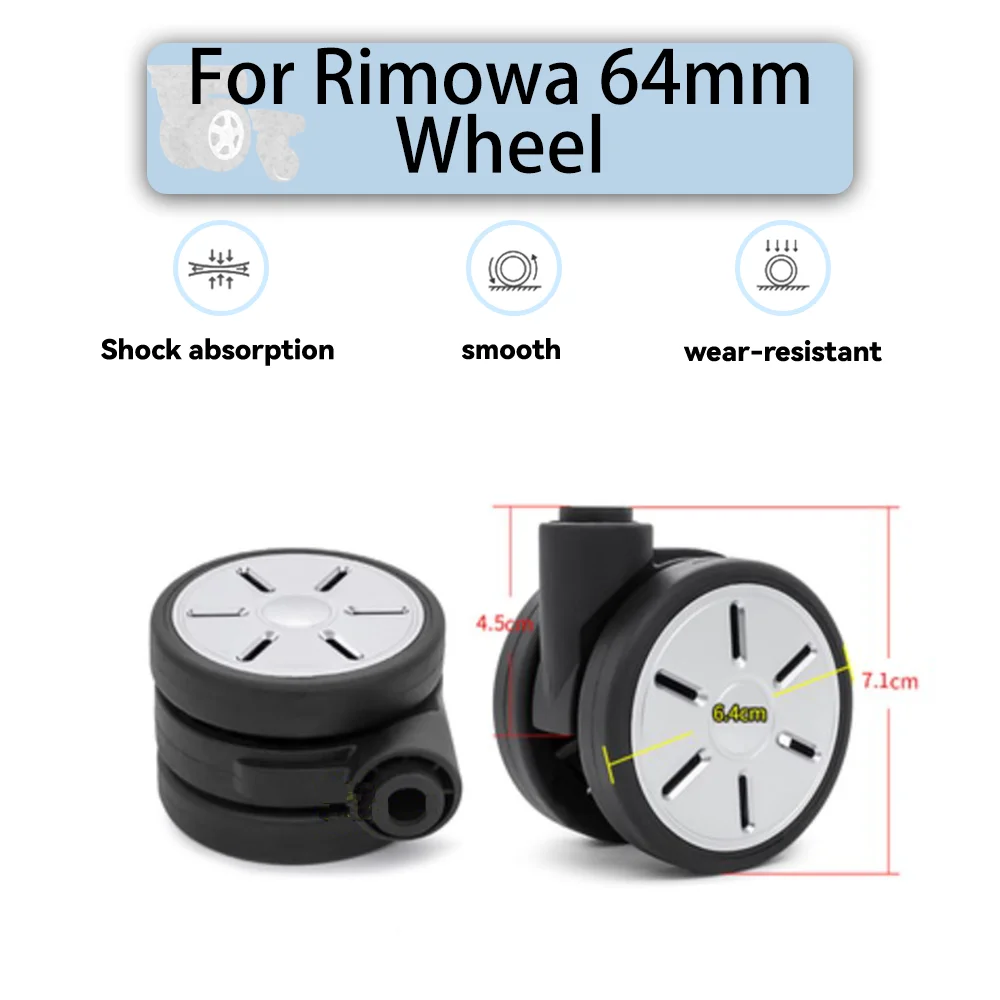 

For Rimowa 64mm Strip hole Universal Wheel Replacement Suitcase Smooth Silent Shock Absorbing Wheel Travel Accessories Mute