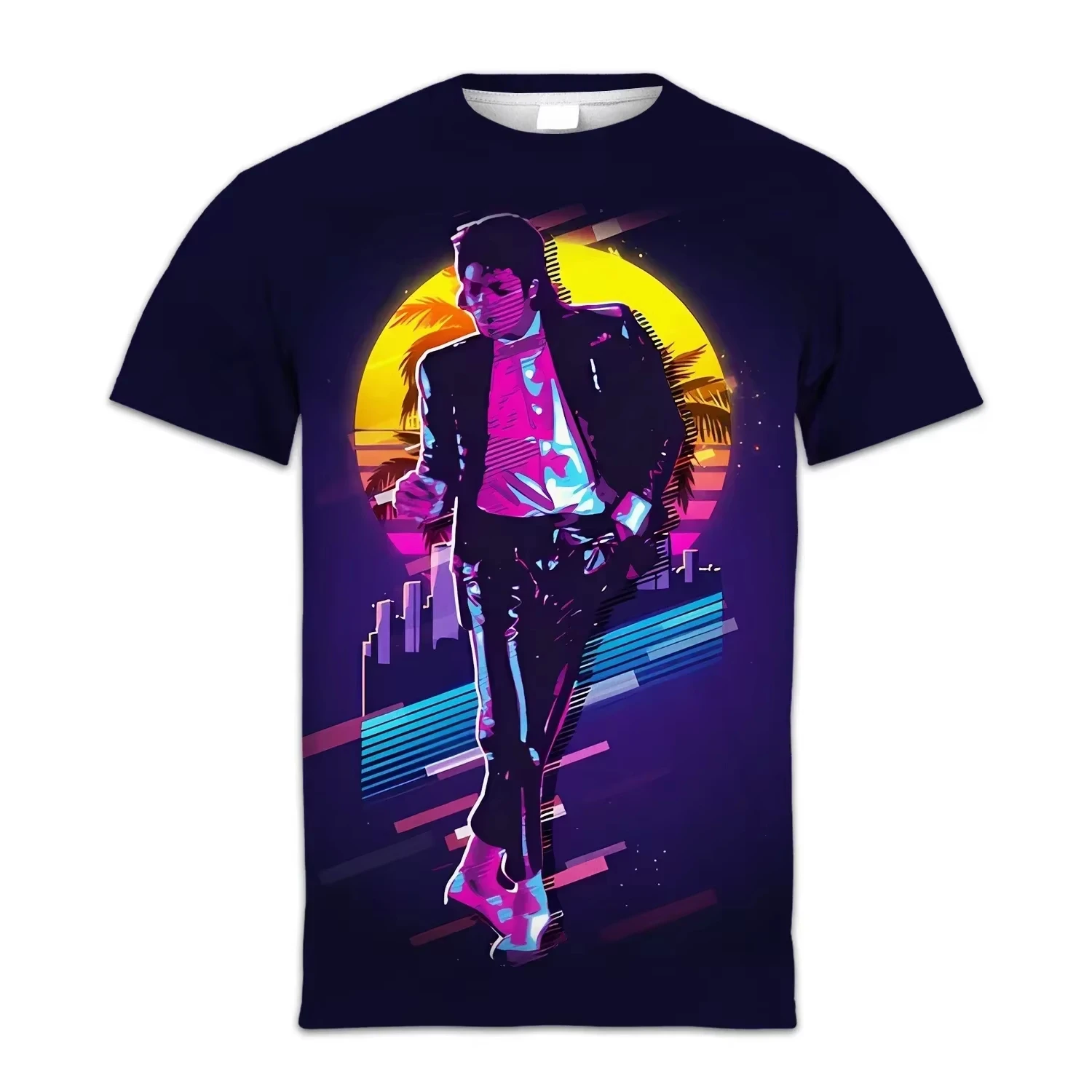 Michael Jackson Lässige und Modische Oversize-T-Shirts mit Rundhalsausschnitt und Kurzen Ärmeln für Männer, Frauen, Kinder und Familien