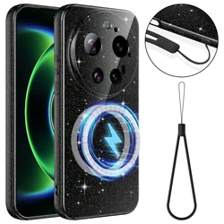 ELVEV Magnetic Soft Premium Silicone Case with Flocking Interior and Strap Lanyard - Xiaomi 17 Ultra (Black)