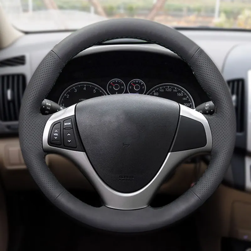 

Оплетка на руль для Hyundai i30 2009 Elantra универсал, 2010, 2011, кожаная, цвет черный, 2012
