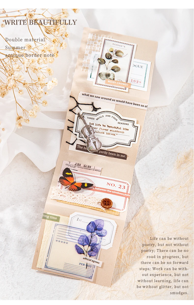 40 stücke Vintage Ins Notiz papier Scrap booking Scrap booking handgemachte Hintergrund papier Notizblock – Detail 9