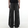Loose Wide Leg Denim Pants Men Black Baggy Jeans Embroidery Multi Pocket Oversized Cargo Jeans Hip Hop Streetwear Man Jeans 4
