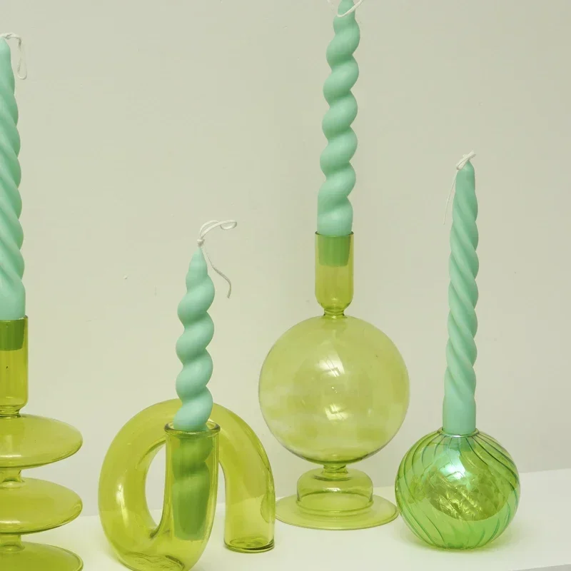 Decorative Candle Holders Colorful Glass Flower Vase for Home Decoration Wedding Decoration Centerpieces Candlestick Gift candle holders