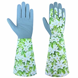 Durable Thorn - Proof Long Sleeve Gardening Gloves for Rose Pruning and Weeding (Green)