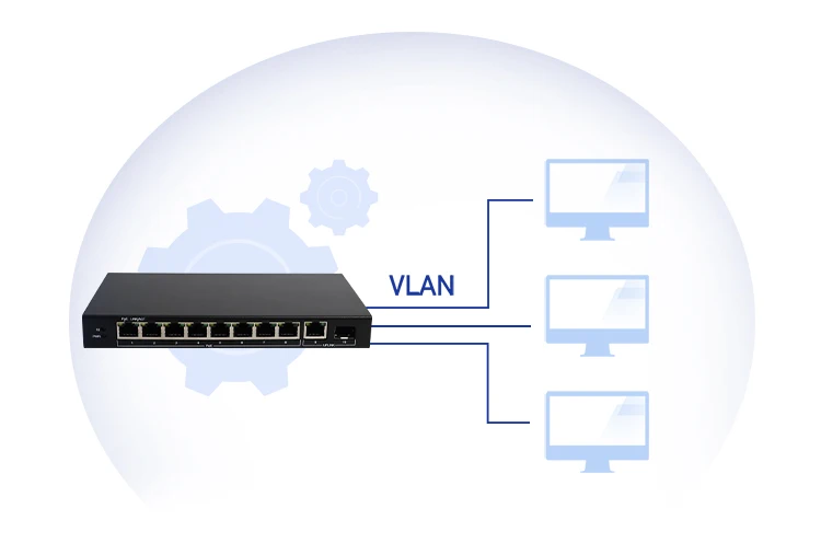 10 Port Gigabit PoE Switch with 8 PoE+ Metal Shell Desktop or Wall Mounting 1 Gi