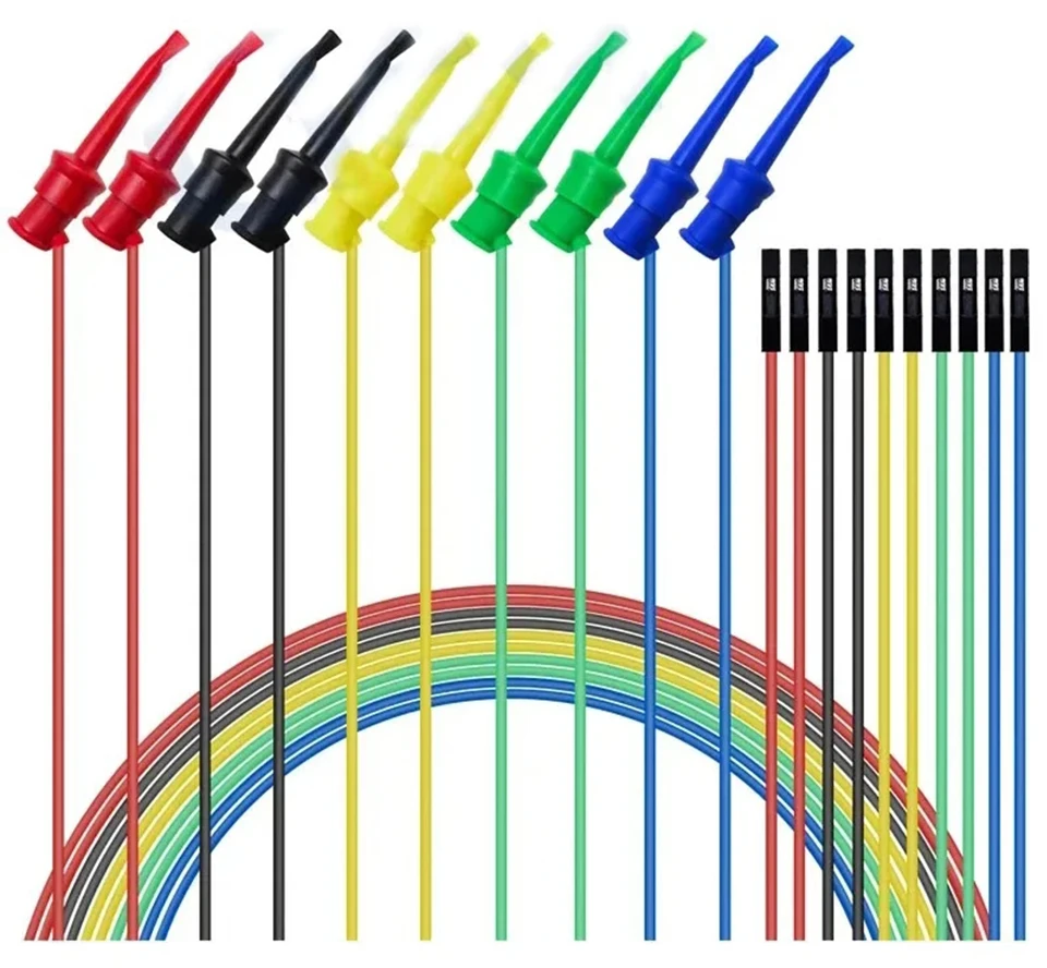 10 stücke Test Haken Clip zu Dupont Männlich/Weiblich Jumper Draht 26AWG Silikon Kabel Für Breadboard Oszilloskop Logic Analysator – Detail 4