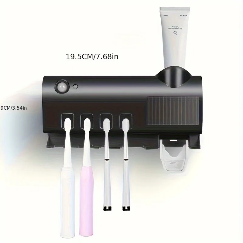 Smart Toothbrush Holder (Sleek White) - Auto Dispenser, USB Recharge, Wall - Mount, Multi - Brush, Vent, for Bathrooms 2