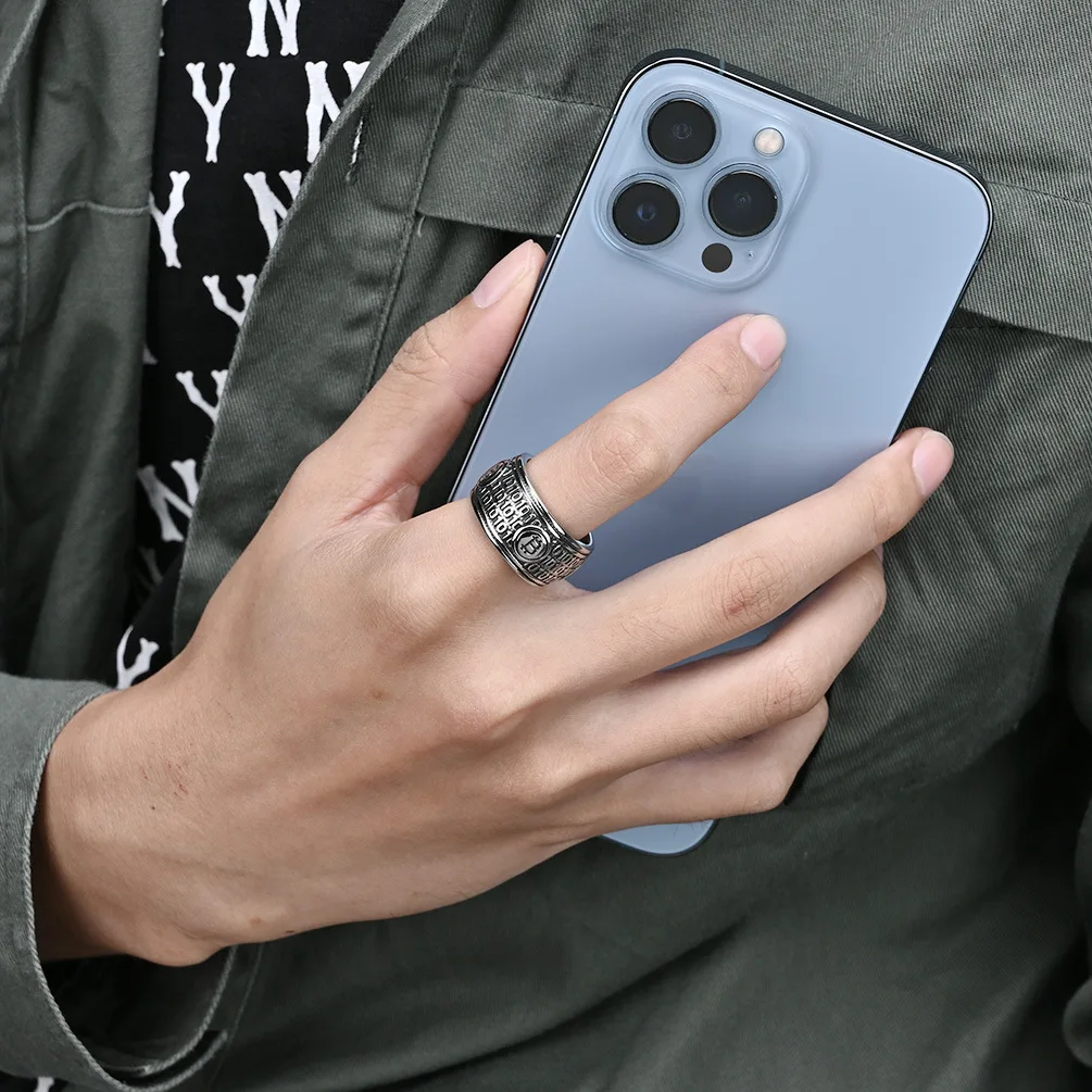 Anillos de dedo redondos de Bitcoin para hombres, sistema binario de acero  de titanio, anillo de sello Punk Rock, joyería de encanto, nuevo -  AliExpress