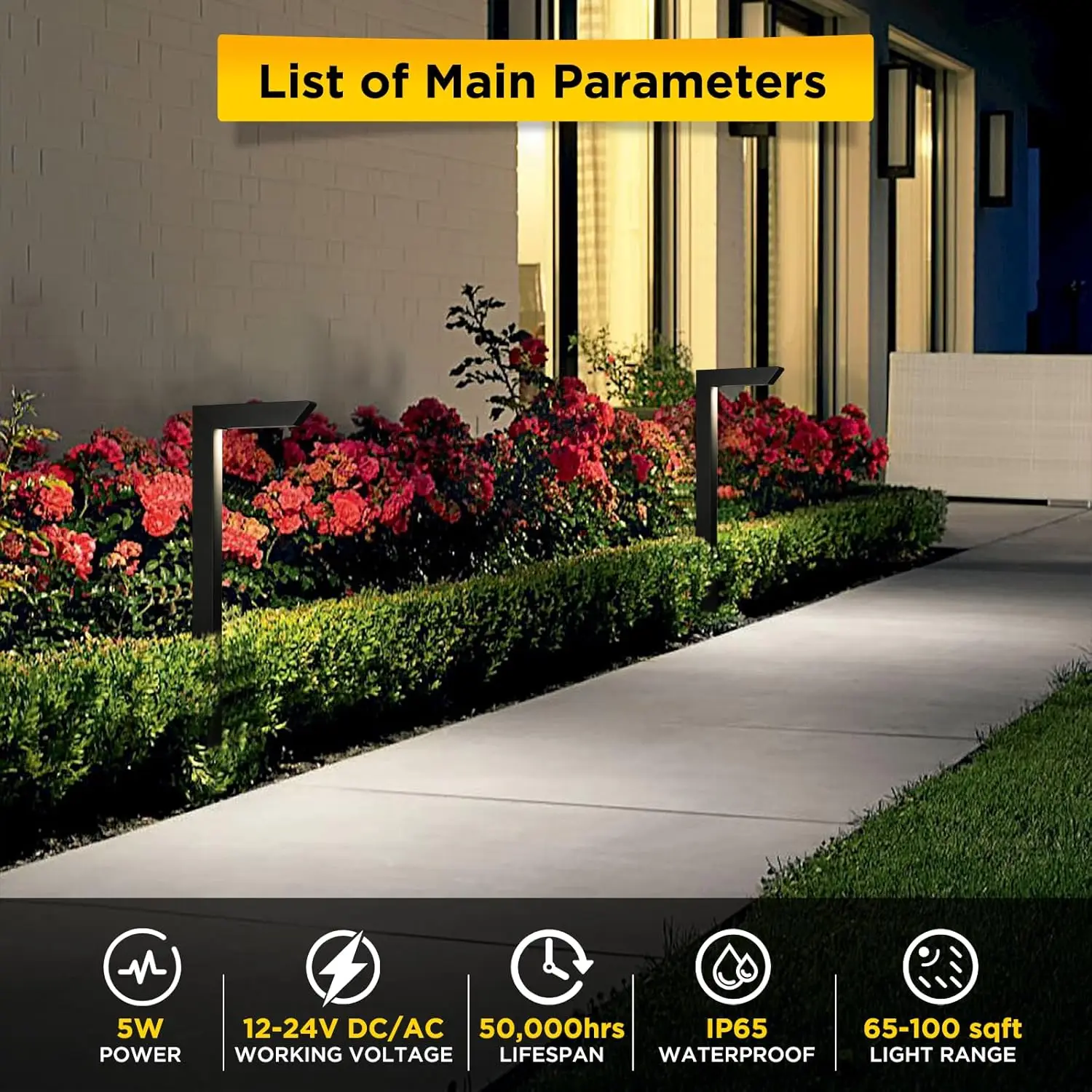 LED Low Voltage Landscape Pathway Light, 12V Premium 3000K/4000K/5000K Selectable Path Lights Wired, Modern Walkway Lights Outdo 4