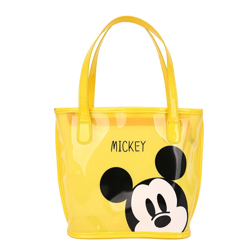 Disney Women's Handbag for Girl Mickey Mouse Shoulder Bag Transparent Cartoon Print Cute Casual Fashion Shopping Bag