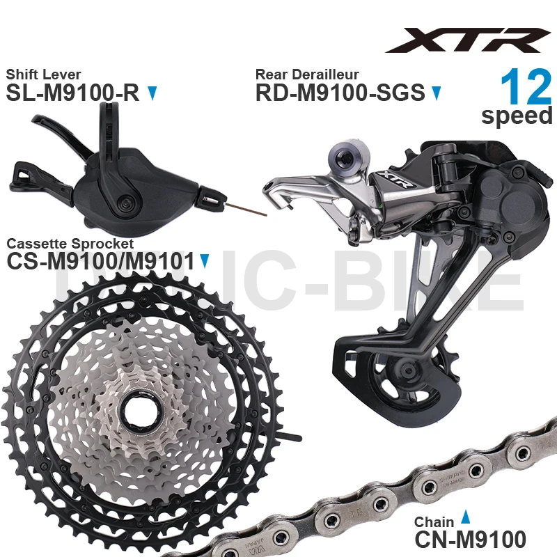 Desviador Trasero Shimano XTR RD-M9100 - 12 Velocidades, Jaula Larga SGS, Color Gris, Para MTB