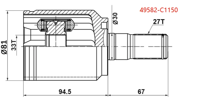 

Комплект переднего правого внутреннего шарнира CV, передняя ось Diff, боковая правая для Hyundai Sonata LF Kia Optima 49582-C1150 49582C1150 49582 C1150