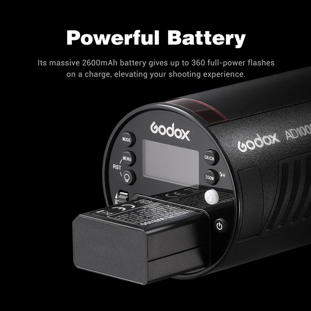 Flash de Bolsillo Godox AD100Pro TTL HSS 100W 2.4G Inalámbrico para Exteriores, Compatible con Sony, Nikon, Canon, Fujifilm PK AD200