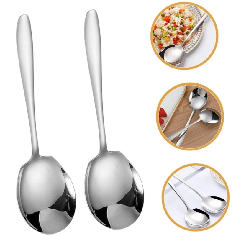 Stainless steel spoon 1pc Home hotel buffet serving Long handle large public serving spoon
