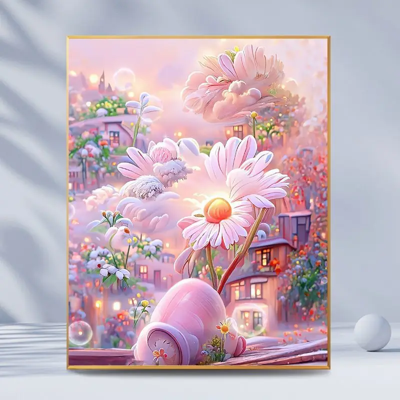

160030-Tulip diy Цифровая масляная живопись, картина маслом, акриловая Цветочная живопись, взрывобезопасная ручная работа, пейзаж, живопись