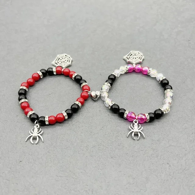 Bracelets d'amitié assortis araignée pour Couples Bracelets porte-bonheur araignée Bracelets d'amitié magnétiques pour 2 Bracelets d'Halloween