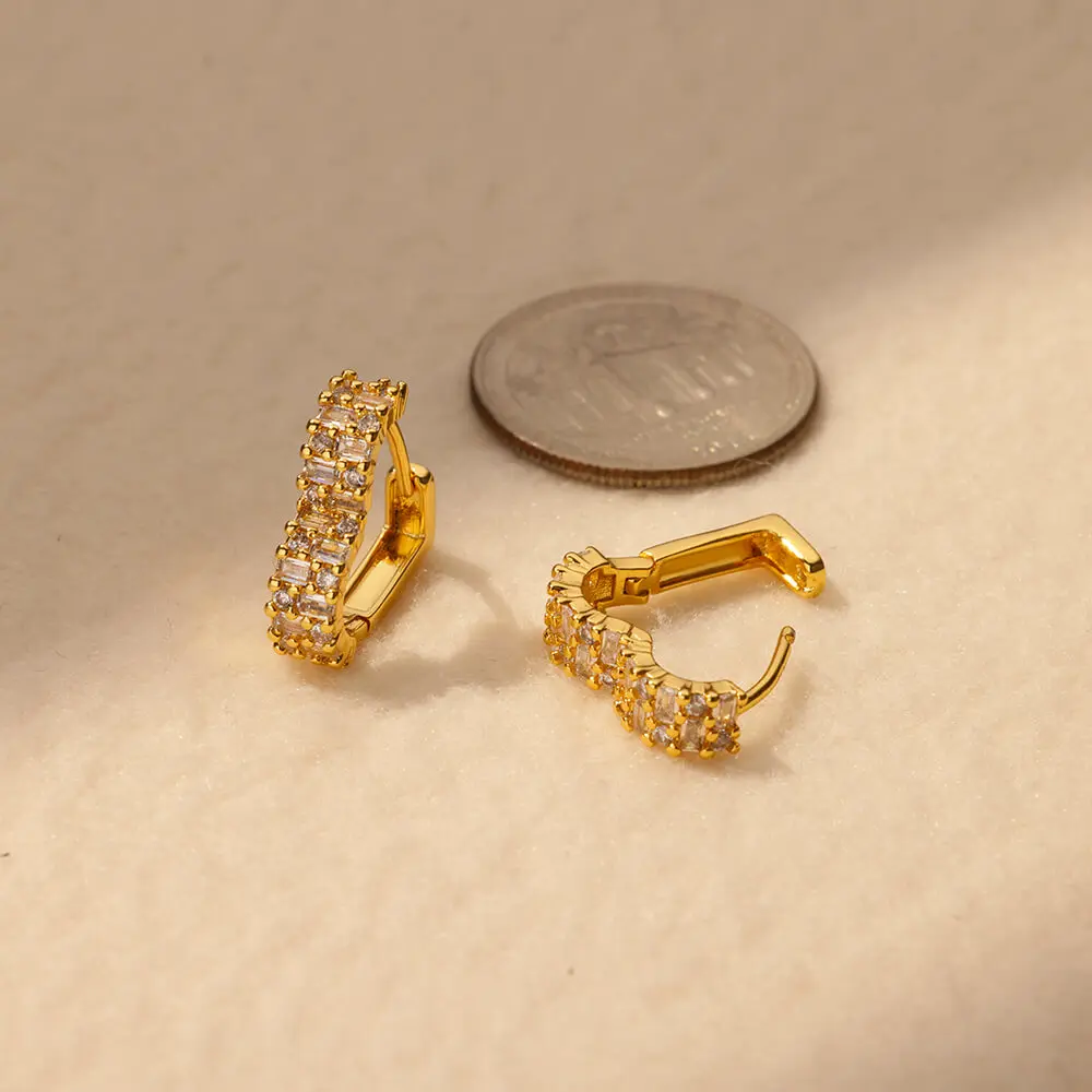 Black Zircon Earrings Stud For Women Girls