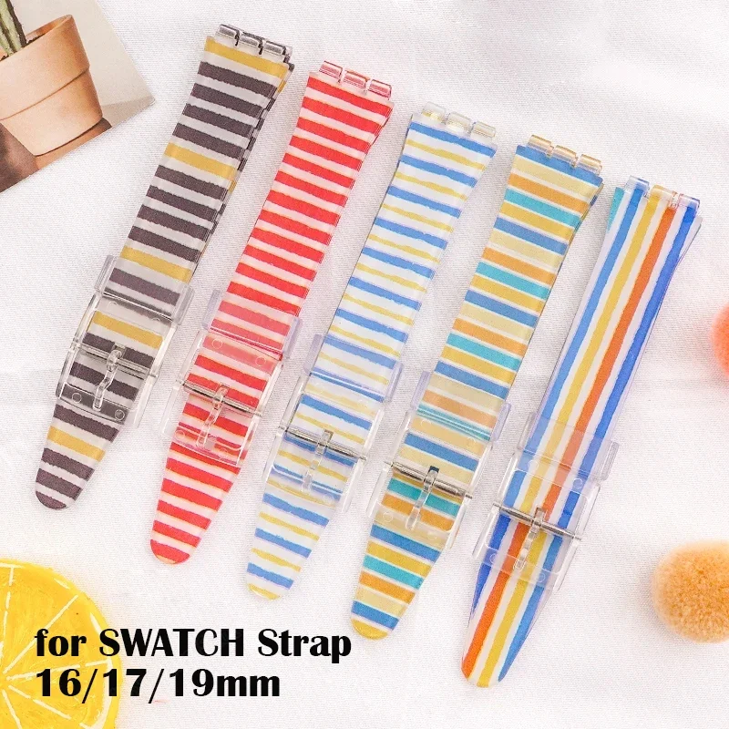 Per Cinturino In Silicone Swatch 16Mm 17Mm 19Mm Per Cinturino Swatch Cinturino In Pvc Cinturino Sportivo Impermeabile Color Gelatina Accessori Per Oro