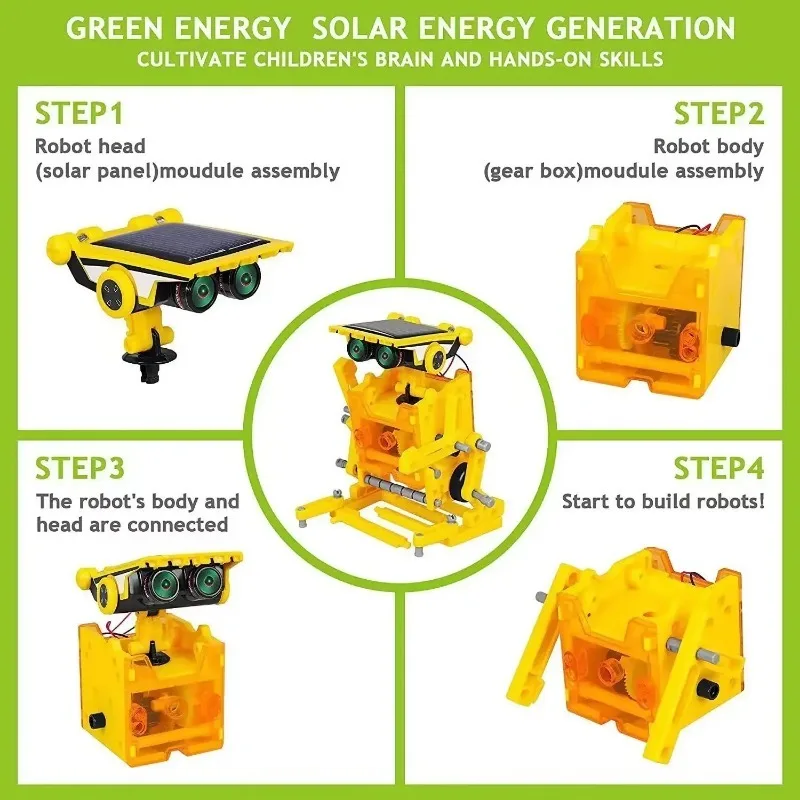 Kids DIY Assembly 12-in-1 Solar Powered Robot Educational Fun Science Smart Toy From Mainland China 1Set